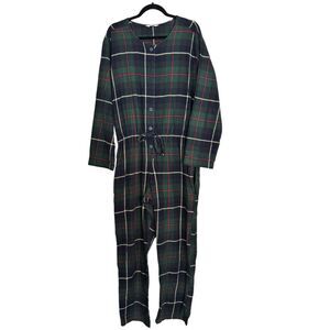 J. Crew Green Plaid Flannel Men’s One Piece Long Sleeve Pajama Mens Size Large